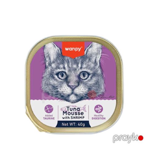Pişiklər üçün nəm yem Wanpy Tuna Mousse karides ilə, 40 q — Bakı