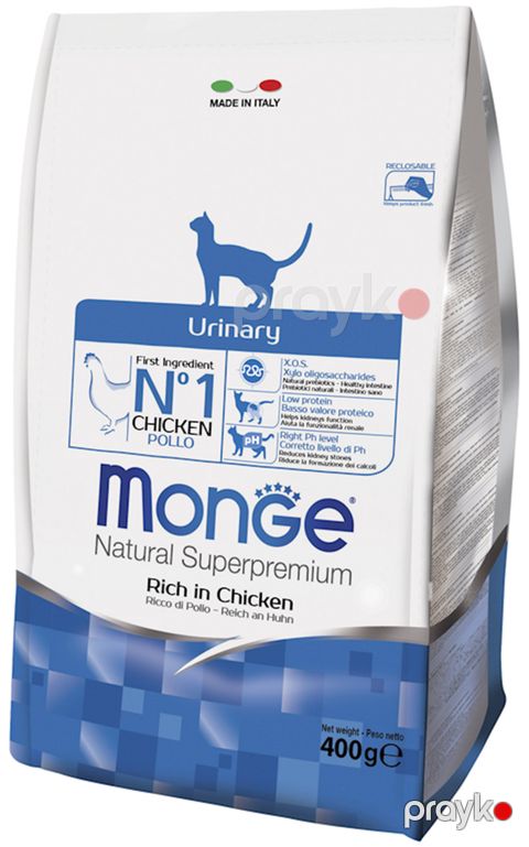 Quru yem Monge Urinari Natural Superpremium Chicken pəhrizli tamrasionlu pişiklərdə struvit daş əmələ gəlməsinin qarşısının alınması üçün soya əlavə olunmayan toyuq ilə 400 q — Bakı