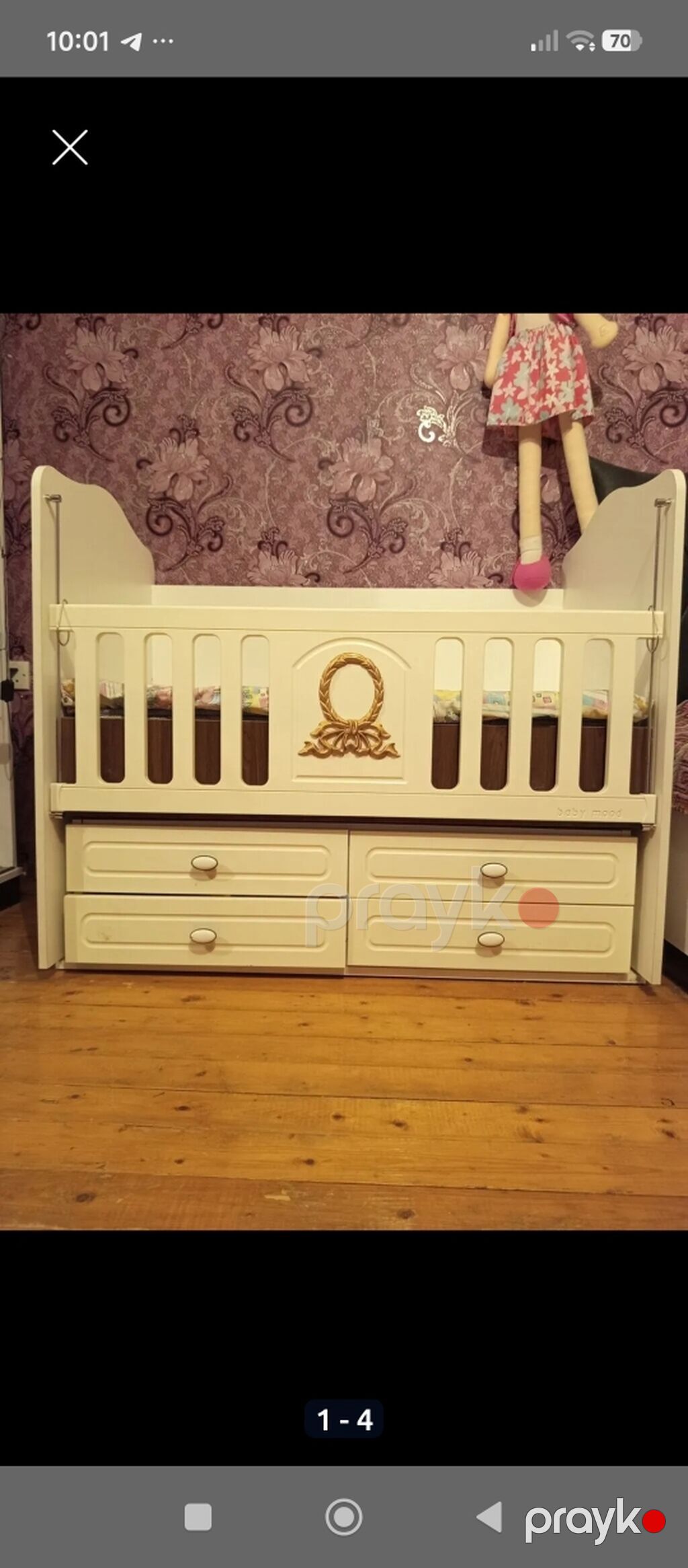 Uşaq beşiyi – “Baby Mood” model - Rəng: ağ, qızılı dekor elementlə — Bəşikləri, Digah (3)