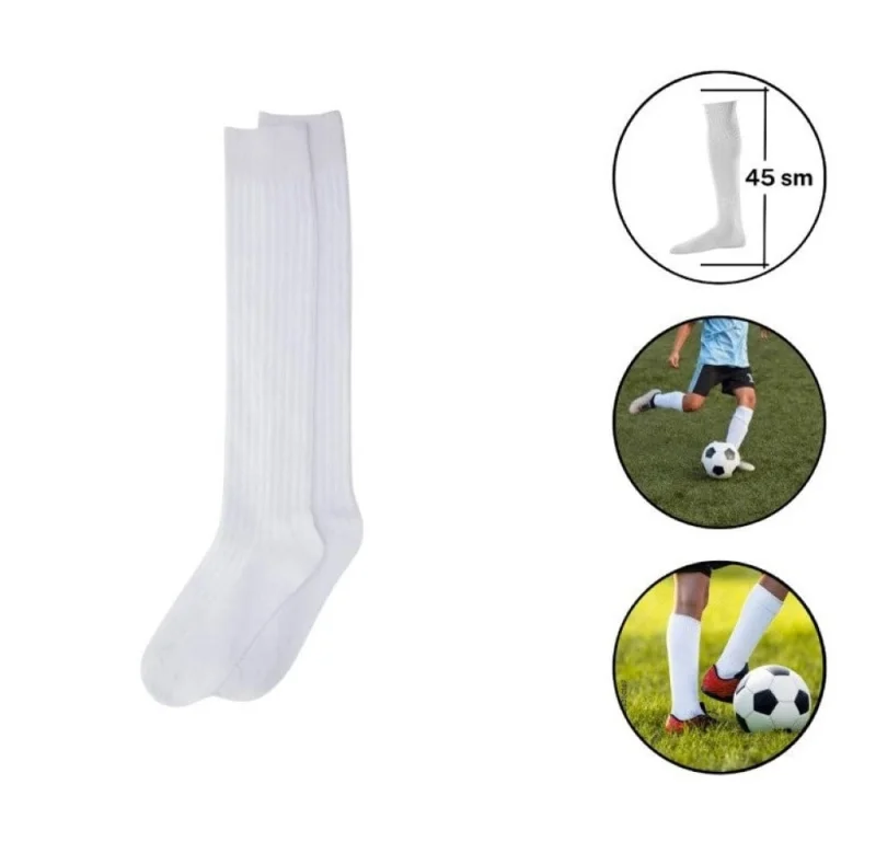 Futbol corabı, pambıq, ağ, 45 sm, 1 cüt - WS1534 — Bakı