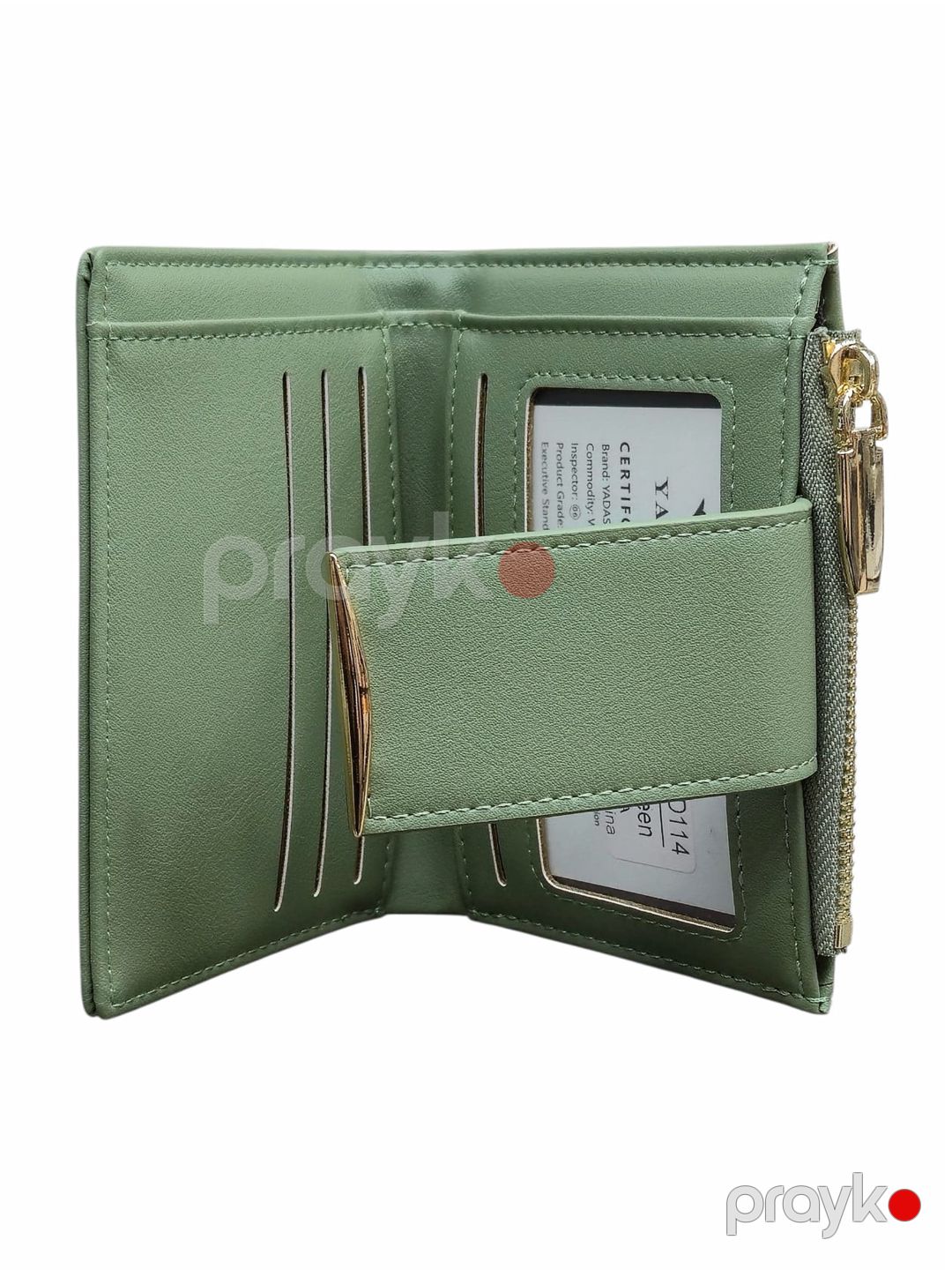 Qadınlar üçün pulqabı, poliuretan, yaşıl, 12.5x9 sm, 6 kart bölməsi, Çin istehsalı - Yadas_D2000-D114_Green — Mallar, Bakı (3)