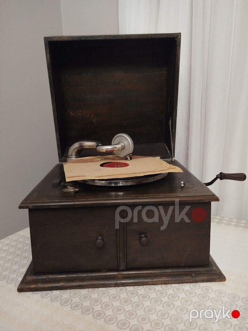 1920-ci illərə aid mexaniki kabinet patefonu. İşləkdir, Almaniya — Vinil proqreslər və aksesuarlar, Bakı (6)