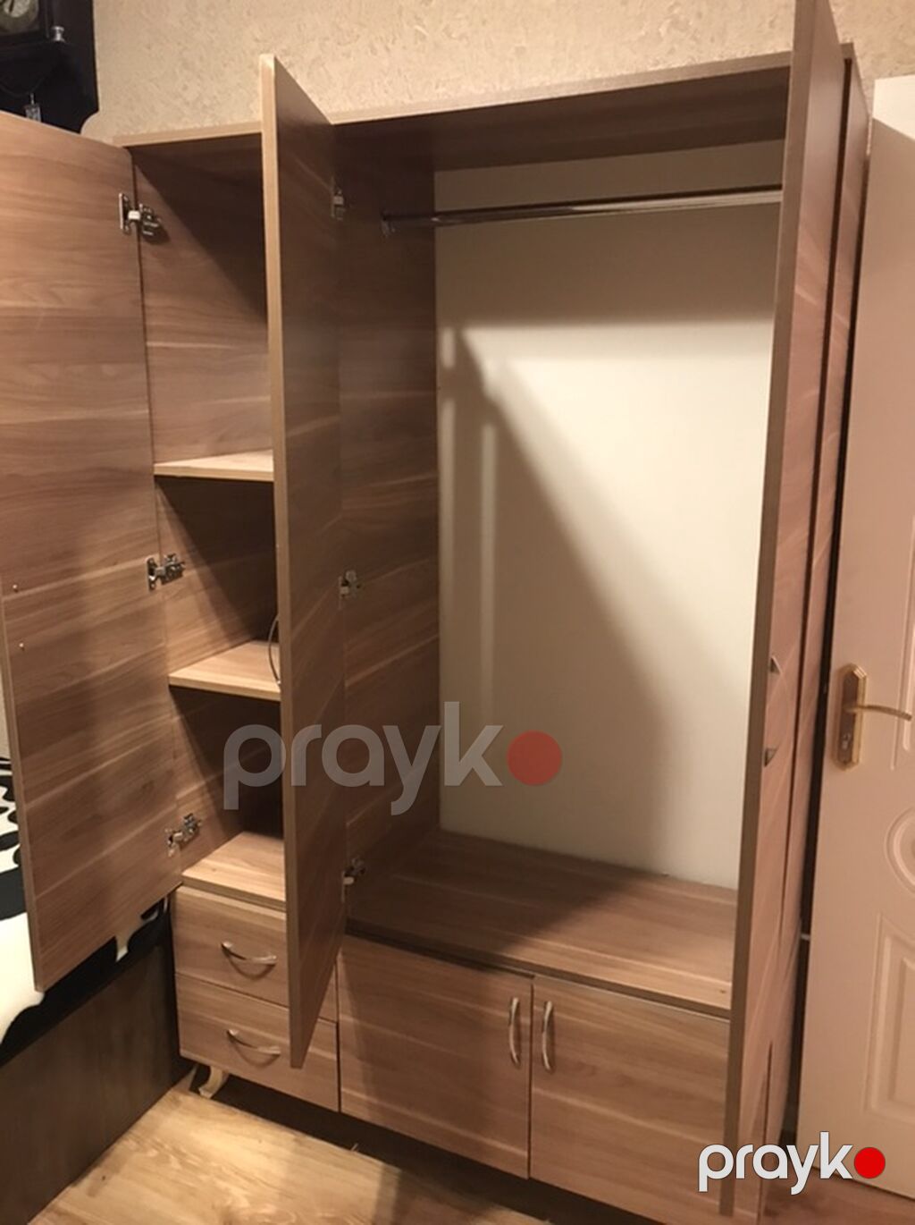 Üç qapılı paltar şkafı - Material: ağac teksturalı laminat (isti — Şkaflar, Xırdalan (2)