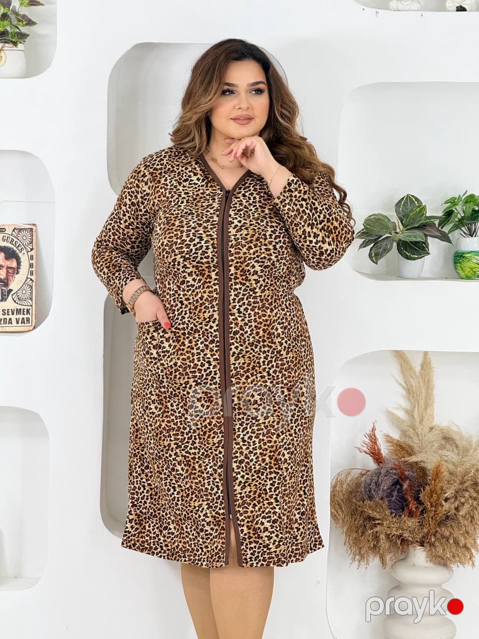 Qadınlar üçün ev xələti WB8-0205, qəhvəyi, pambıq, ölçü 6XL — Mallar, Bakı (3)
