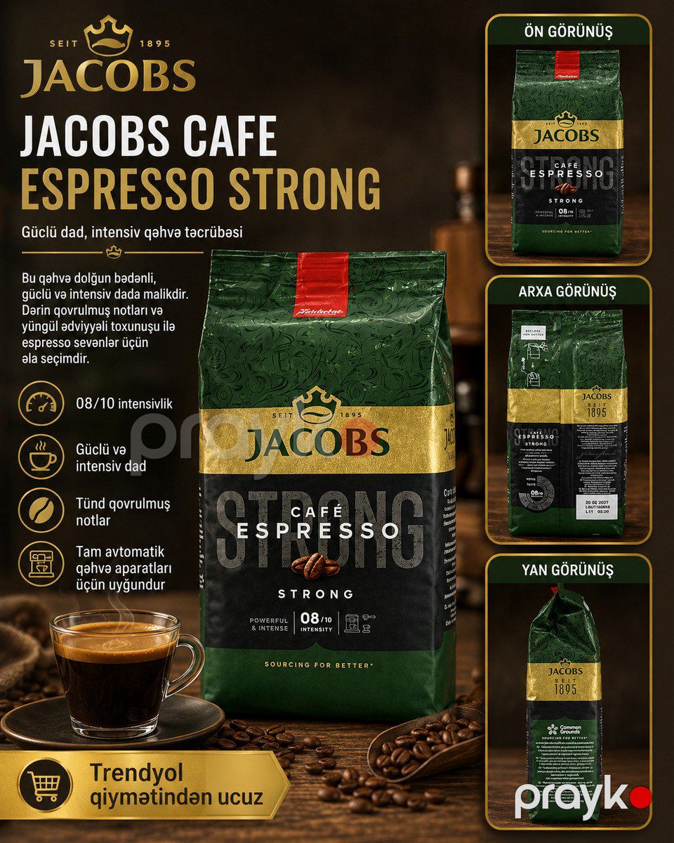 Jacobs Café Espresso Strong qəhvəsi 500 qram — Ərzaq məhsulları, Bakı (4)