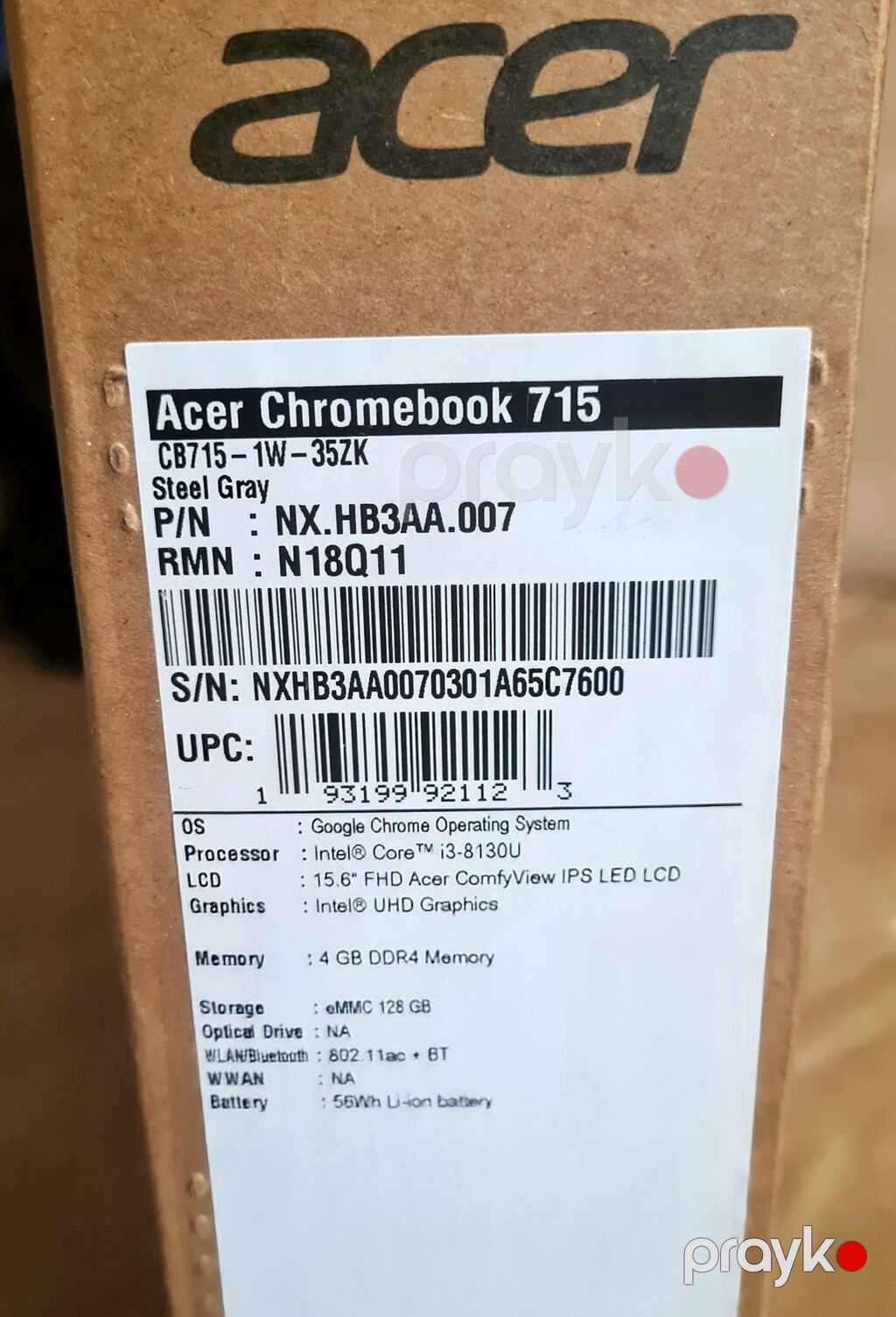 Yeni Acer Chromebook, 15.6 Intel Core i3, 128 GB, Ünvandan götürmə — Acer, Xırdalan (2)