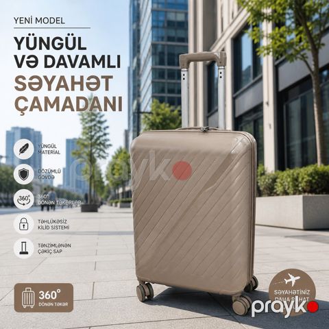 Çamadan 4 təkərli 2309614, bej, ABS plastik, ölçü M — Bakı
