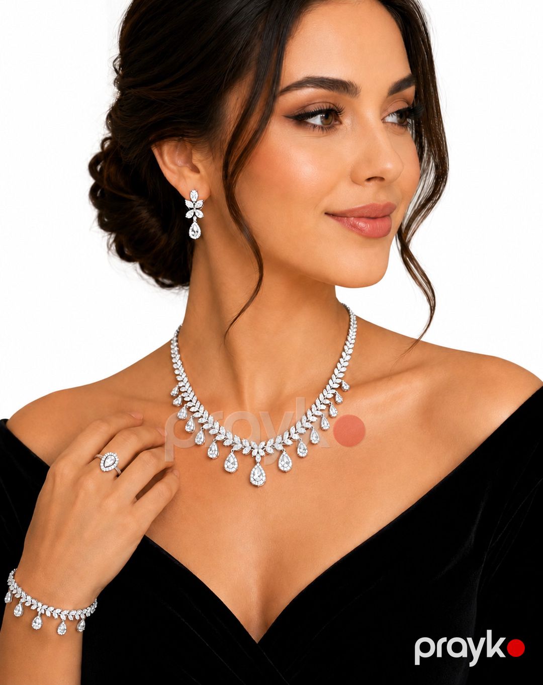 Diamant lGant Premium Zirkon Daşlı Lüks Zinət Dəsti Boyunbağı, Sırğa, Qolbaq və Üzük Seti Parlaq Premium Hədiyyə Qutusu ilə Xanımlar üçün Eksklüziv Elegant Takı Kolleksiyası — Mallar, Bakı (2)