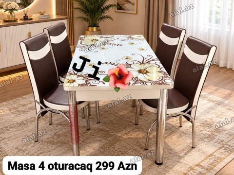 Mətbəx/qonaq otağı üçün dəst: 1 masa + 4 oturacaq. Xüsusiyyətlər — Dolab Taxt Çarpayı Mebel Fabriki ✨Əfsanə.x — Furniture