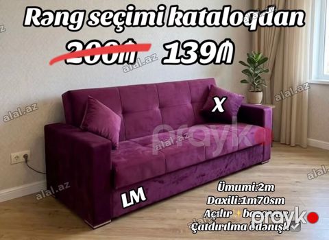Model: yumşaq parça üzlü divan - Rəng seçimi kataloqdan - Ölçülər — Bakı