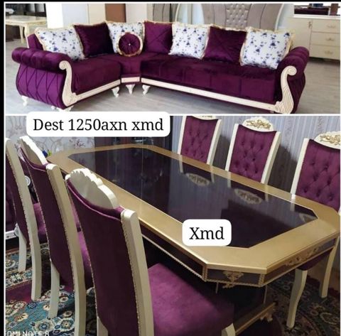 Bənövşəyi-qızılı klassik üslubda mebel dəsti - Yumşaq bürünc-qızılı — Dolab Taxt Çarpayı Mebel Fabriki ✨Əfsanə.x — Soft furniture sets