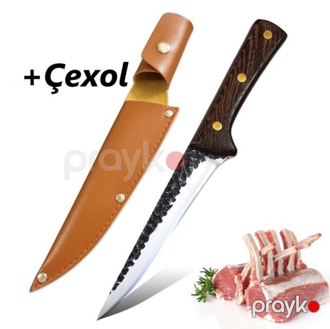 Çoxfunksiyalı mətbəx bıçağı, dəri çexollu, açıq hava mətbəxi və kamp üçün, möhkəm kəsici ağızlı - prmt_1014 — Bakı