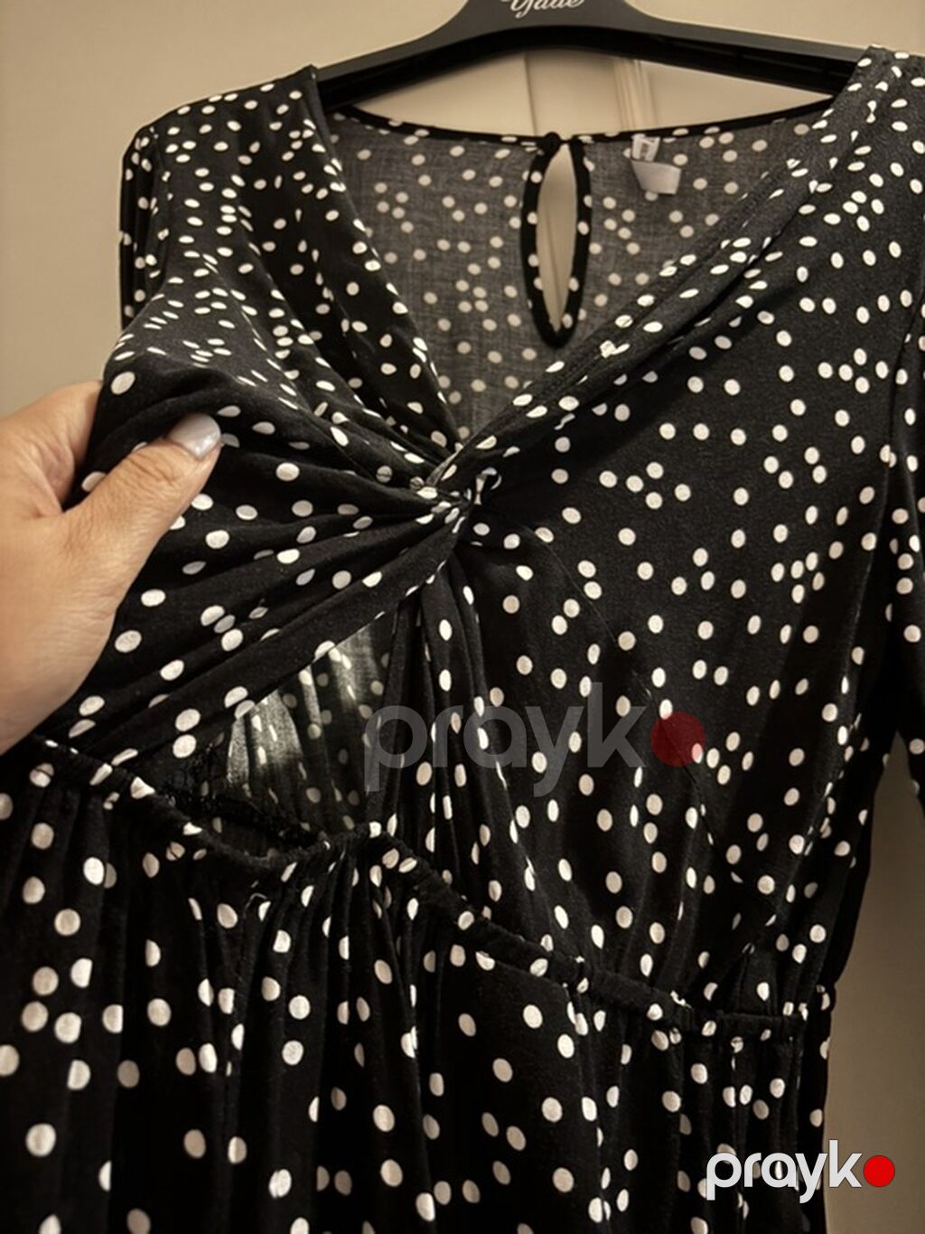 Qara rəngli, ağ xallı qadın kombinezonu (playsuit/rombber). - Uzun — Kombinezof, Bakı (2)