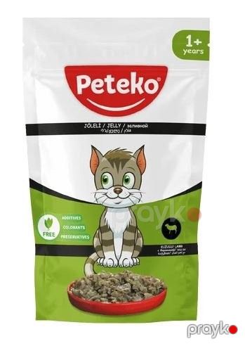 Nəm yem yetkin pişiklər üçün Peteko quzu ilə, 85 q — Bakı