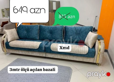 3 metr ölçülü, açılan-bazalı divan. Geniş yuxarıdan-aşağıya açılan — Bakı
