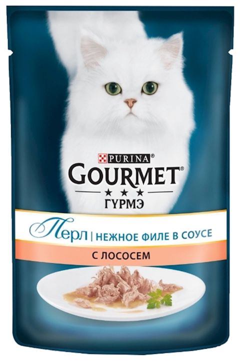 Nəm yem Gourmet Perle pişiklər üçün Zərif souslu file qızıl balıq ilə 85 q — Bakı