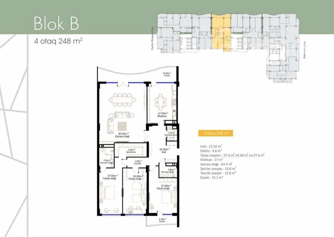 4 otaqlı mənzil, 248 m², Hənəfi Ələsgərova küç — Mənzil, Bakı (4)