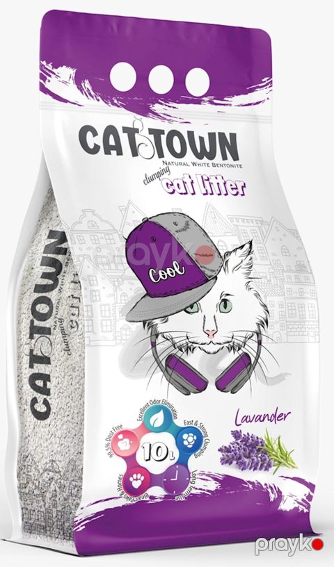 Pişik tualeti üçün doldurucu Cat Town Natural White Bentonite Cat Litter Lavander 10 l — Bakı