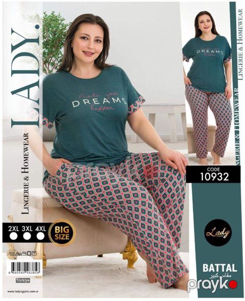 Qadınlar üçün ev geyimi dəsti Lady 10932_RB, yaşıl, ölçü XXL — Bakı