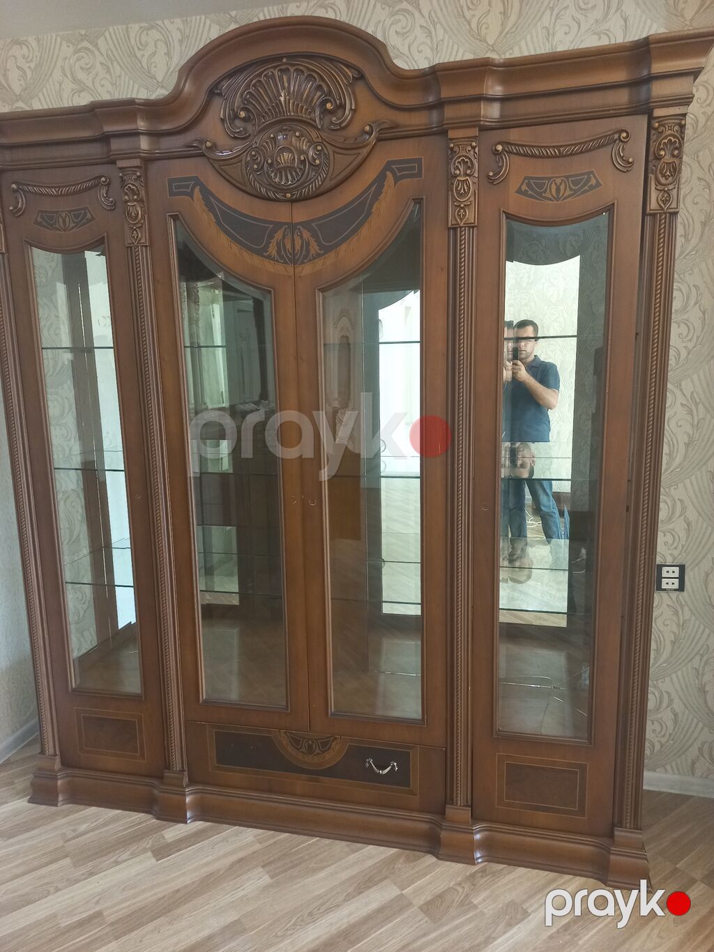 Klassik üslubda qonaq otağı vitrin dəsti - Material: ağac əsaslı, qoz — Qonaq otağı üçün, Xırdalan (2)