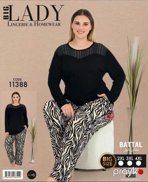 Qadınlar üçün ev geyimi dəsti Lady 11388_RB, qara, ölçü 4XL — Bakı