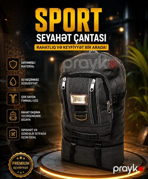 Şəhər bel çantası, Qara, Brezent, 62 sm — Bakı