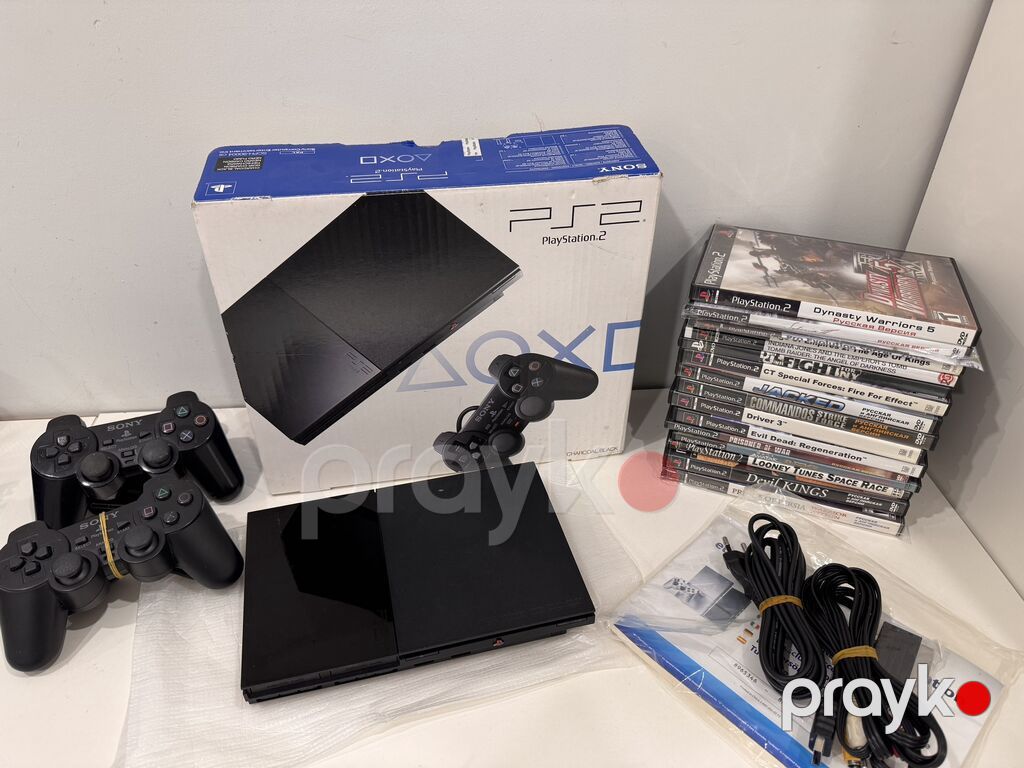Playstation 2 Slim İdeal vəziyyətdə, 2 pult, memory kart, qutuda. Çox — Oyun konsolları, Bakı (2)