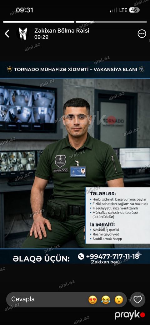 Sabit iş, rəsmi əmək müqaviləsi və karyera yüksəlişi imkanı — Bakı