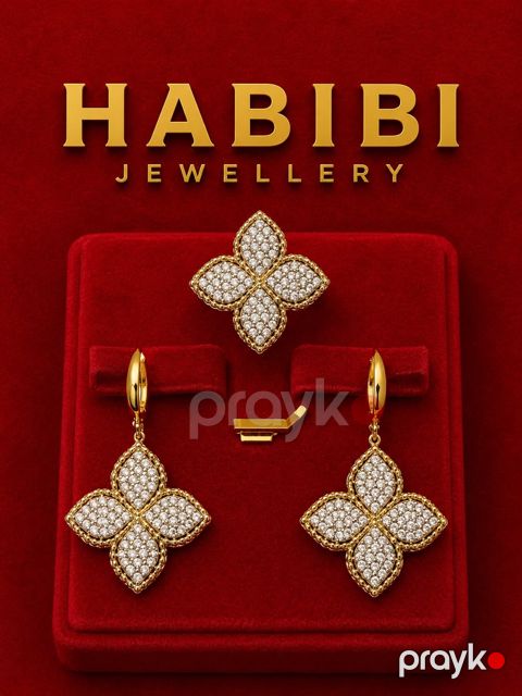 Zinət dəsti sırğa və üzük Habibi Jewellery HJ228, qızılı — Bakı