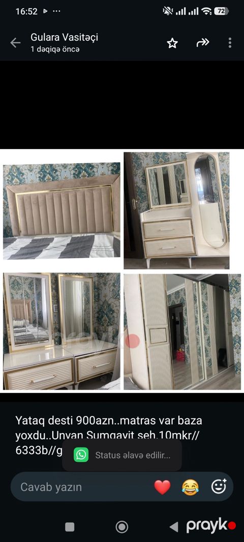 Yataq desti 900azn. matras var baza yoxdu. Unvan Sumqayit — Bakı