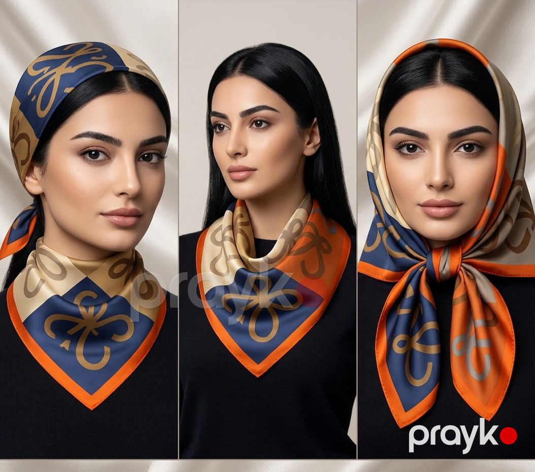 Yaylıq-bandana qadınlar üçün V071, ipək, 70x70 sm — Mallar, Bakı (3)
