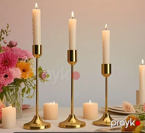 Şamdan dəsti 6219, qızılı, metal, 3 əd — Bakı