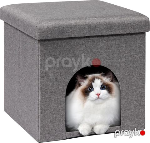 Pişiklər üçün evcik 054, boz, fetr, 33х33х5.6 sm — Bakı