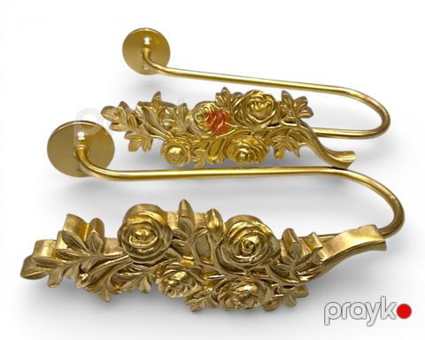 Pərdə tutacağı Yarpaq N4, metal, qızılı, 2 əd — Bakı