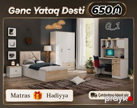 Gənc Yataq Dəsti – Model G_1 Komplekt: - Tək nəfərlik çarpayı — Digah
