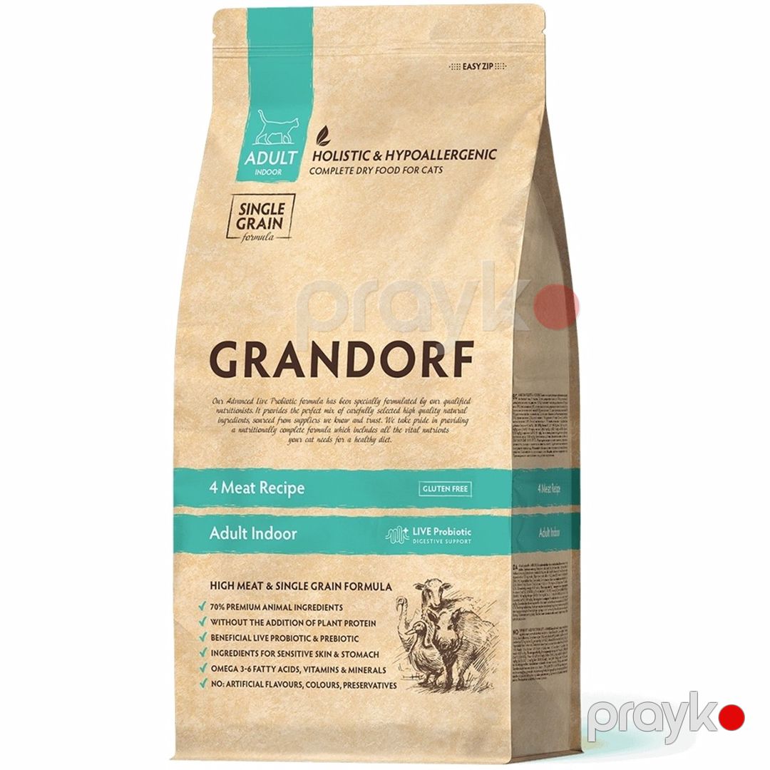 Quru yem Grandorf 4 Meat Adult İndoor, ev pişikləri üçün, 1 kq çəki ilə — Mallar, Bakı
