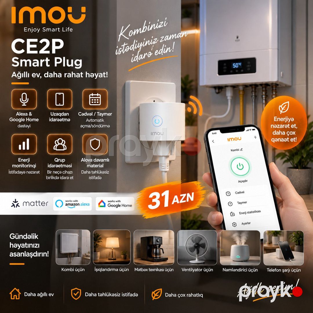 Imou CE2P Ağıllı Priz – Uzaqdan İdarəetmə Taymer — Ağıllı ev və təhlükəsizlik, Bakı (3)