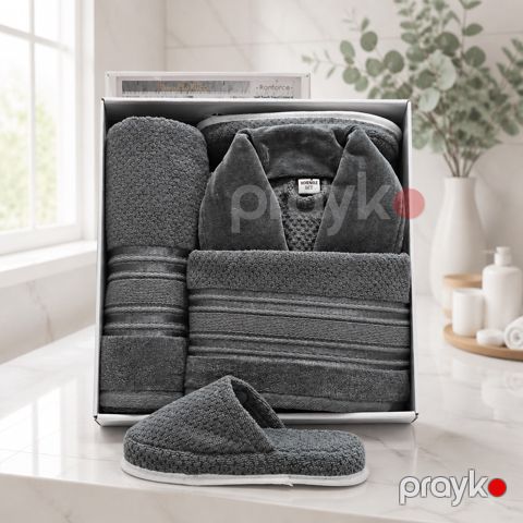 Hamam xələti dəsti Pupilla, tünd boz, mahra, pambıq, ölçü XL — Bakı
