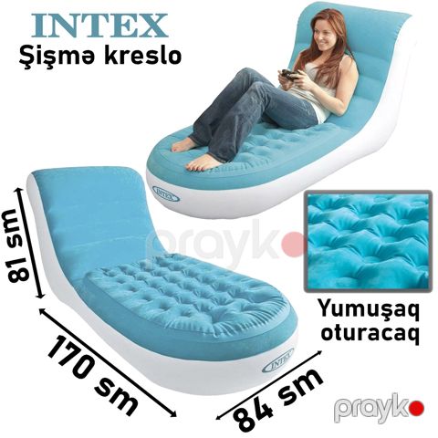 Şişmə kreslo Intex TX68880 firuzəyi/ağ 170x84x81 sm (ABŞ) - TX68880 — Bakı