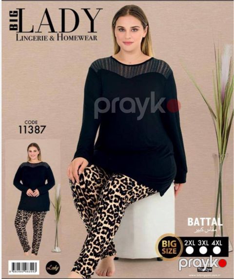 Qadınlar üçün ev geyimi dəsti Lady 11387_RB, qara, ölçü XXL — Bakı