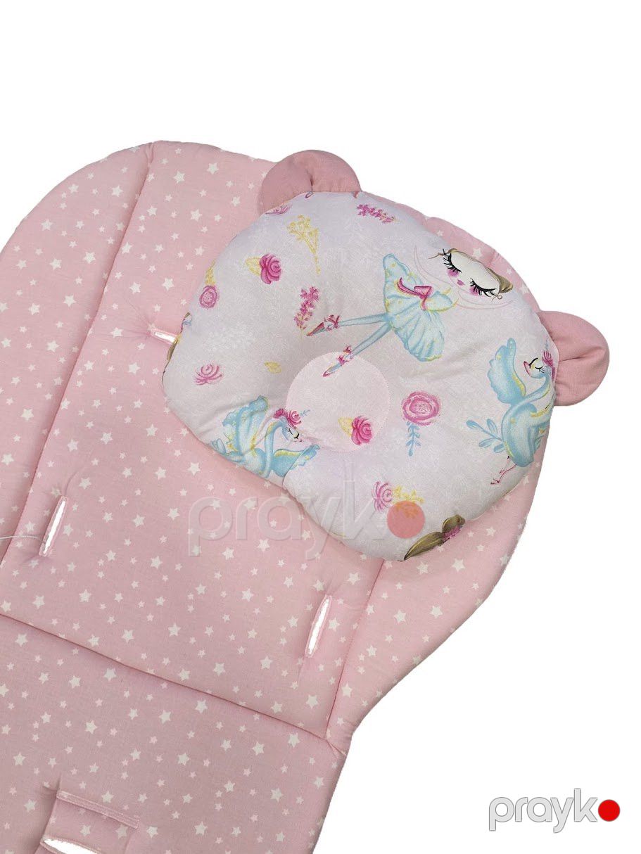 Uşaq arabası üçün dəst Softcare (döşək 78x33 sm, yorğan 65x85 sm, yastıq), pambıq, çəhrayı — Mallar, Bakı (3)