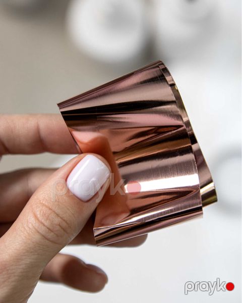 Dırnaq dizaynı üçün folqa NailArt-139, çəhrayı qızıl — Bakı