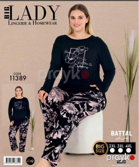 Qadınlar üçün ev geyimi dəsti Lady 11389_RB, qara, ölçü XXL — Bakı