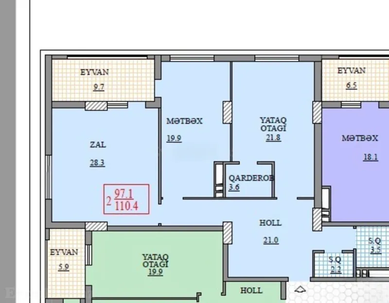 Satılır 2 otaqlı Mənzil Yeni tikili 110 m² Bakı, Nəsimi r., 28 May m — Mənzil, Bakı (5)