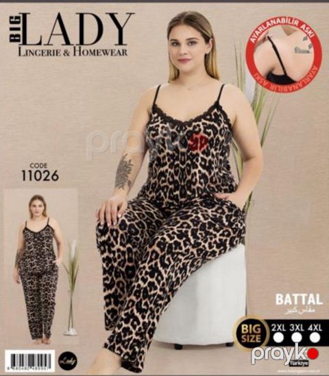 Kaprili pijama dəsti qadınlar üçün Lady 10712_RB, pambıq, qara/qəhvəyi, ölçü XXL — Bakı