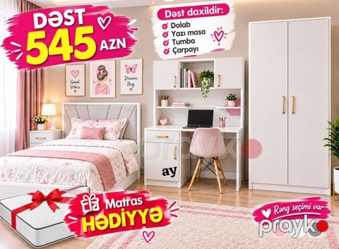 Uşaq/yeniyetmə otağı üçün mebel dəsti Qiymət: 545 AZN (dəst üçün)
