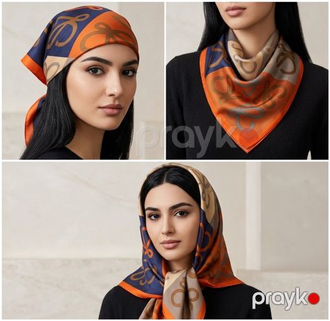 Yaylıq-bandana qadınlar üçün V071, ipək, 70x70 sm — Bakı