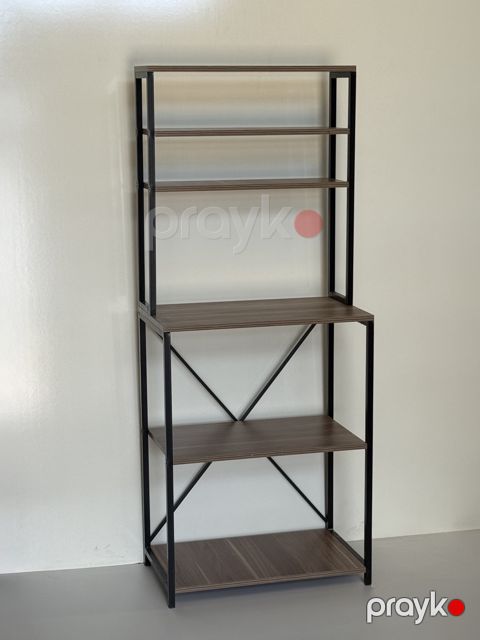 Etajerka, metal/laminant, 170x70x40 sm, qara/qəhvəyi — Bakı