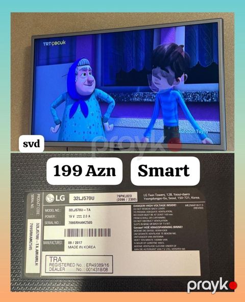 Televizor LG Smart. 82 ekran qiymət 200 AZN Vayfaya qoşulur .ünvan — Bakı