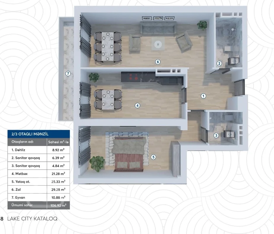 3 otaqlı mənzil, 107 m², Ziya Bünyadov prospekti, Koroğlu metrosu — Mənzil, Bakı (3)